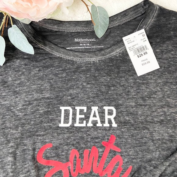 Motherhood Maternity Holiday Long Sleeve T-Shirt Gray Small - Picture 6 of 8